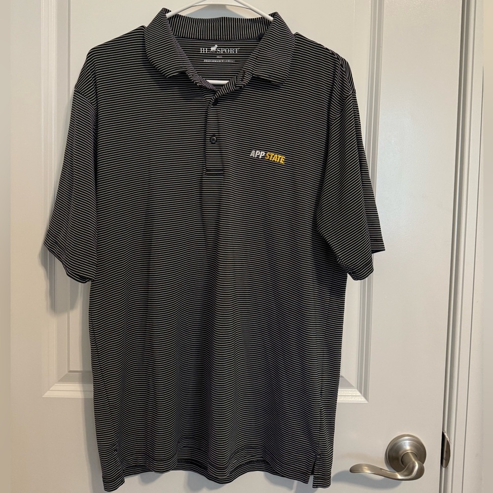 App State Black and White Striped Polo Shirt